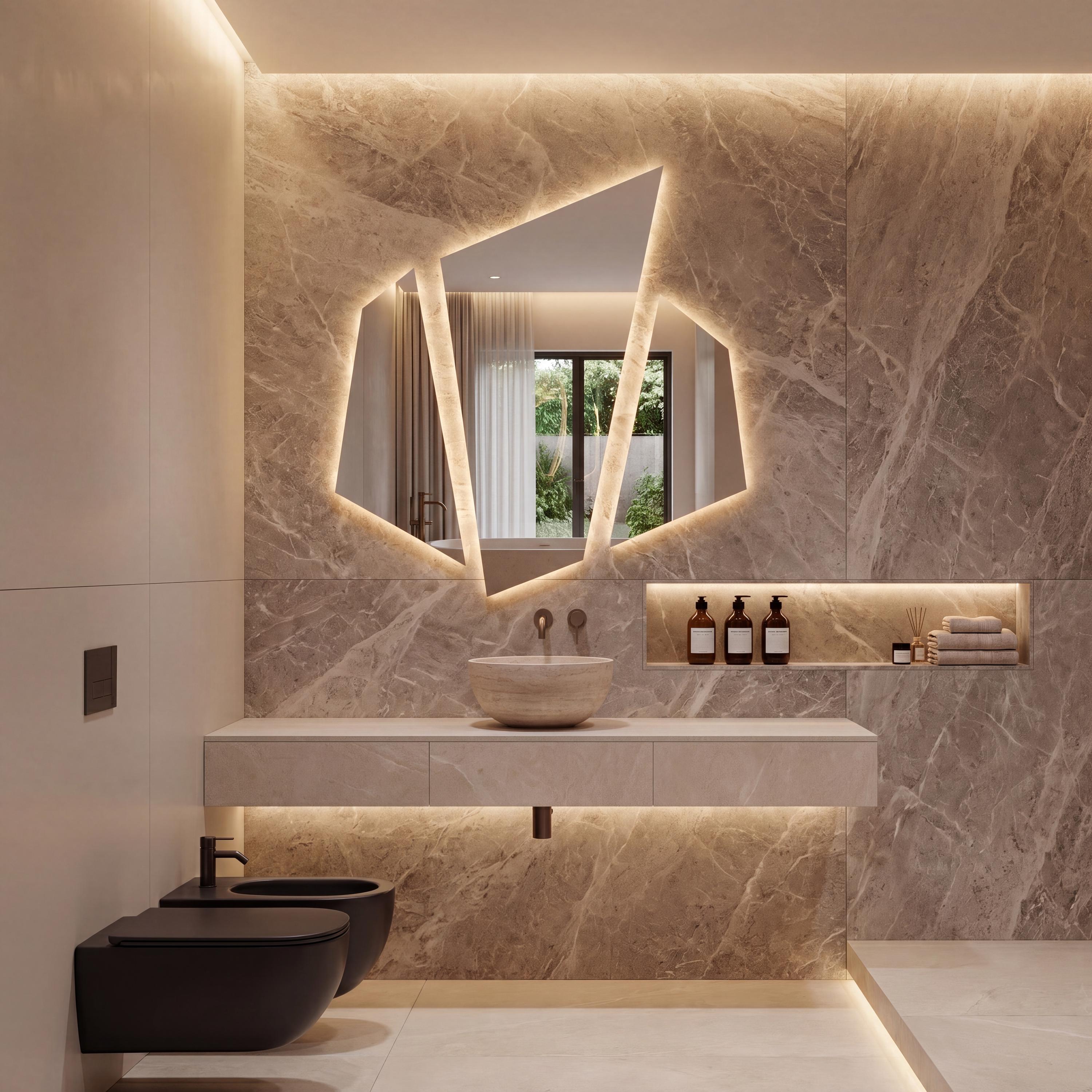 LED Backlit Lightling Mirror, Frameless Modern Bathroom Vanity Decor