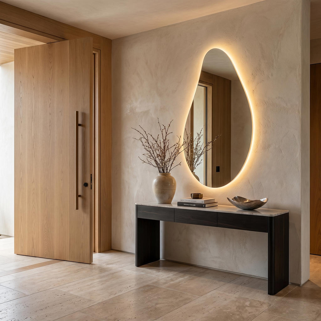 Organic Teardrop LED Mirror, Frameless Bathroom Vanity Decor Modern Wall Accent