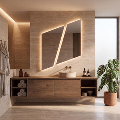 Asymmetrical Geometric LED Bathroom Mirror, Backlit Vanity Wall Light (Warm White/Neutral White)