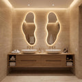 Organic LED Bathroom Mirror Set of Two, Asymmetrical Frameless Vanity Decor