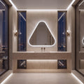 Backlit Asymmetrical Bathroom Mirror, Organic LED Vanity Mirror, Frameless Accent Home Decor