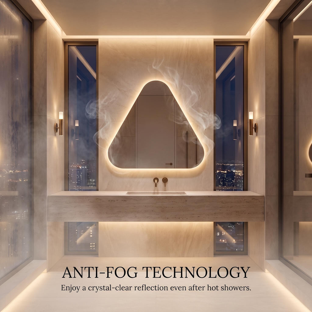 Backlit Asymmetrical Bathroom Mirror, Organic LED Vanity Mirror, Frameless Accent Home Decor