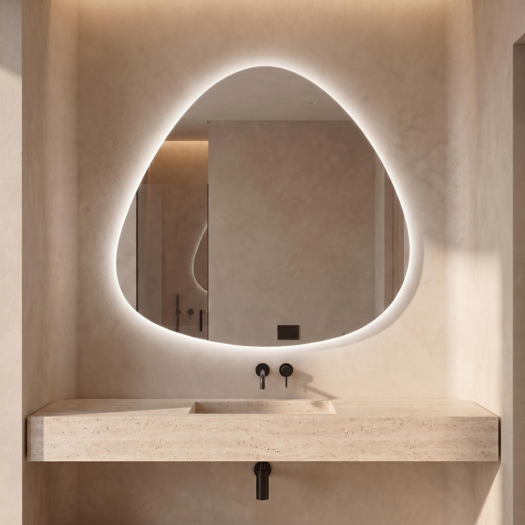 LED Backlit Drop Mirror, Frameless Modern Bathroom Vanity Decor