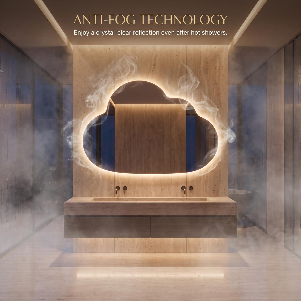Organic Cloud LED Wall Mirror, Frameless Backlit Vanity Decord Modern Bathroom Statement Accent Lightling