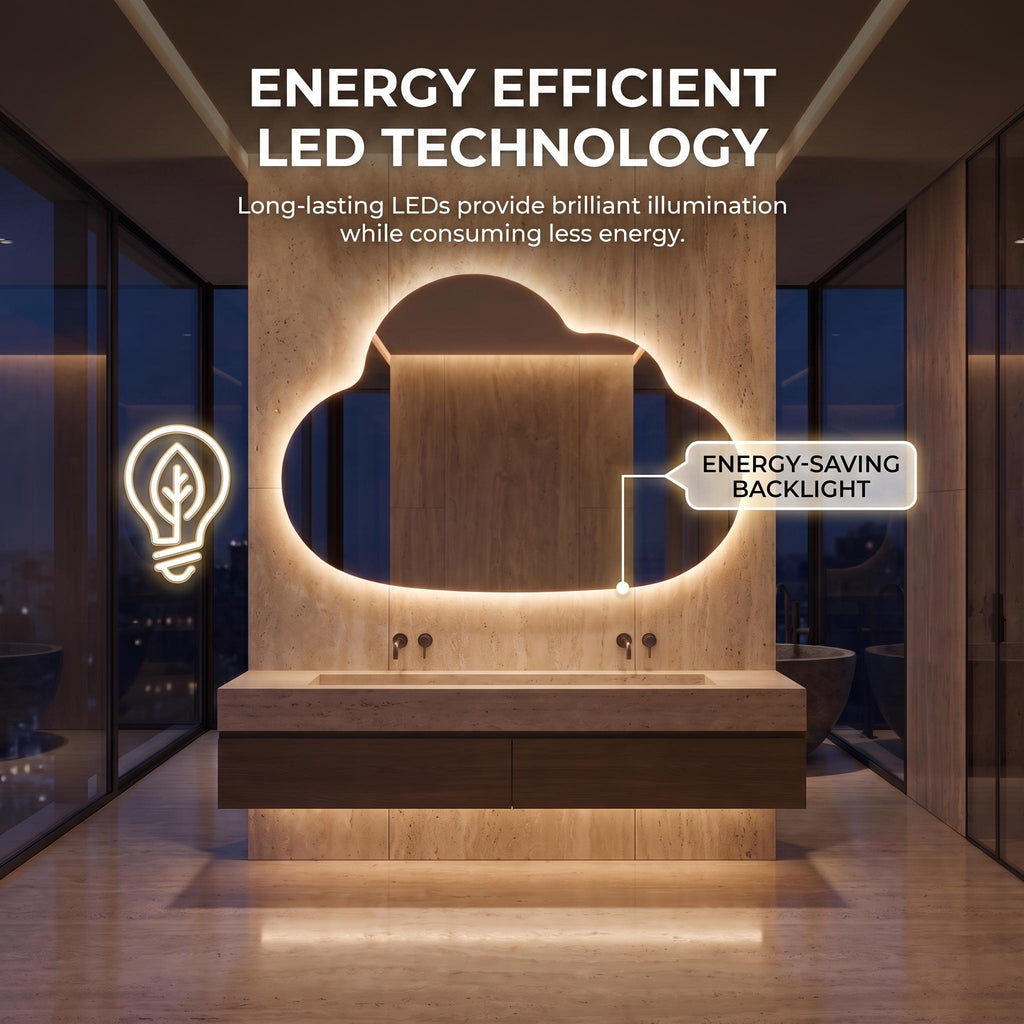Organic Cloud LED Wall Mirror, Frameless Backlit Vanity Decord Modern Bathroom Statement Accent Lightling