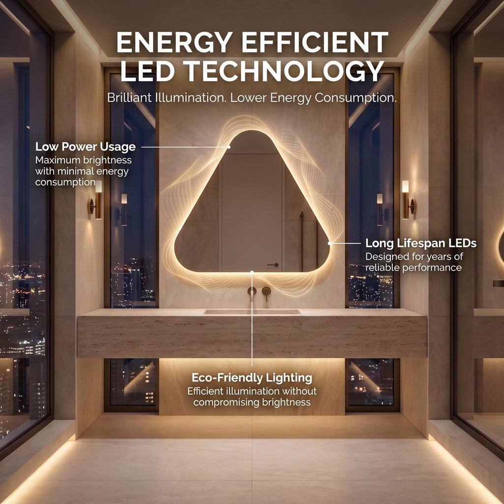 Backlit Asymmetrical Bathroom Mirror, Organic LED Vanity Mirror, Frameless Accent Home Decor
