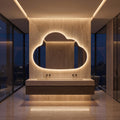 Organic Cloud LED Wall Mirror, Frameless Backlit Vanity Decord Modern Bathroom Statement Accent Lightling